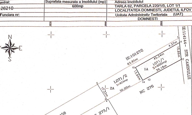 Domnesti-Teghes, intravilan, 600mp, strada asfaltata gaz, curent, zona vile